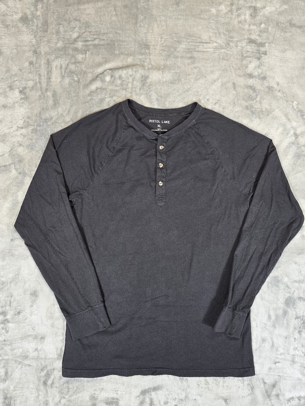 Pistol Lake Performance Henley Long Sleeve Shirt Size XL Fits Large Black USA